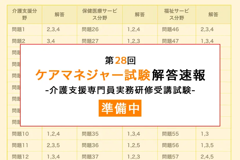 ケアマネ試験解答速報はただいま準備中(2025/10/12公開予定)